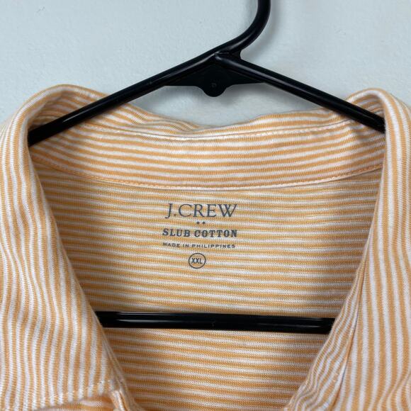 J. Crew Factory Striped Slub‎ Jersey Pocket Polo Shirt Orange Stripe Cotton XXL - Picture 3 of 10